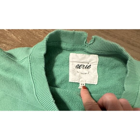 Aerie American Eagle Ice Cold Ski Resort Oversized Green Sweatshirt Size Medium - Picture 7 of 10